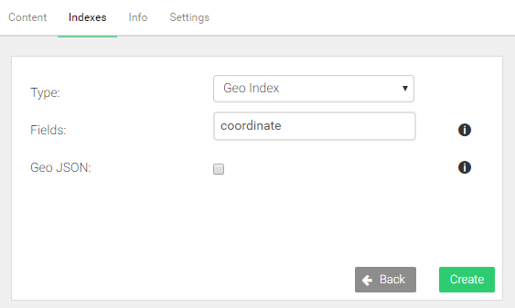 Create geospatial index on coordinate attribute