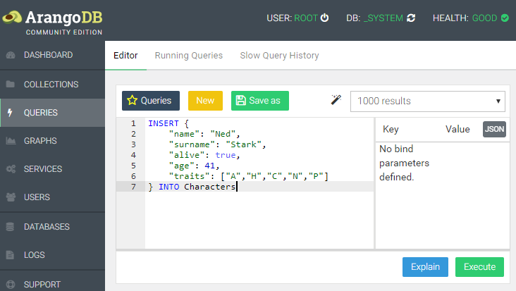 Insert query in query editor