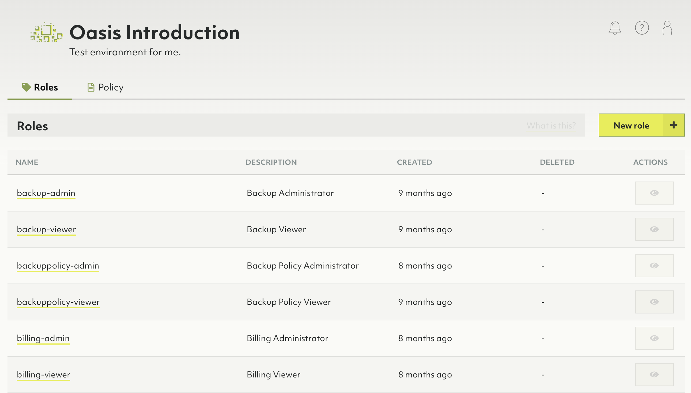 Oasis Roles