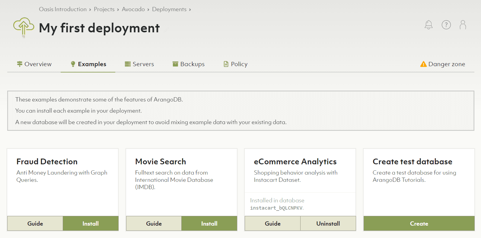 Oasis Deployment Examples